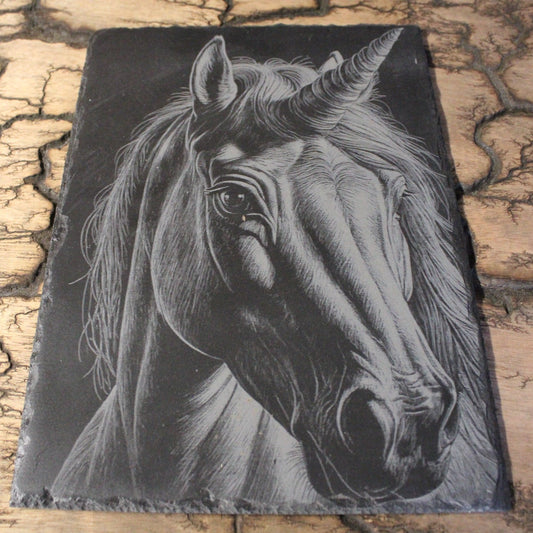 Unicorn Slate Engraving