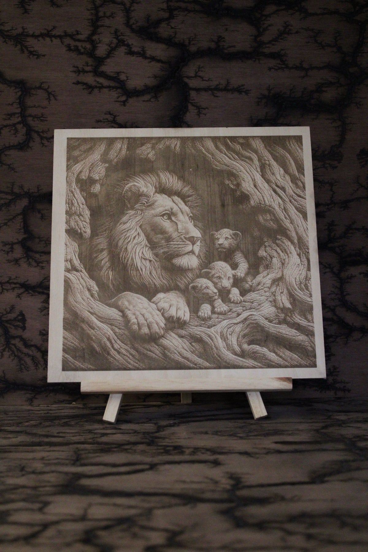 Lion's Den - Engraved Wood
