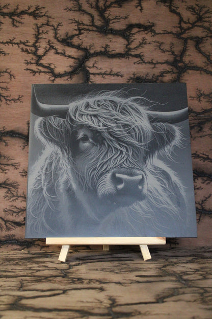 Highland Cow Engraved Slate