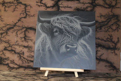 Highland Cow Engraved Slate