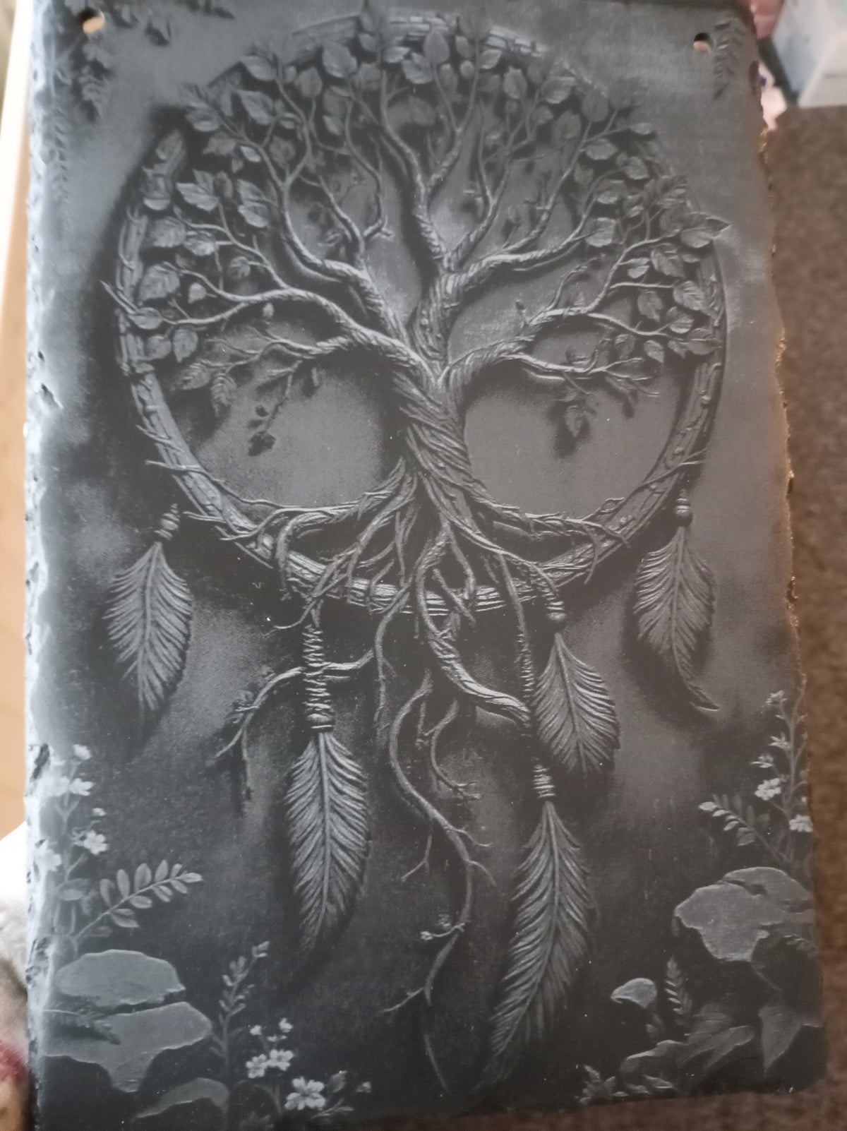 Tree of Life Engraved Slate Wall Hanging Art