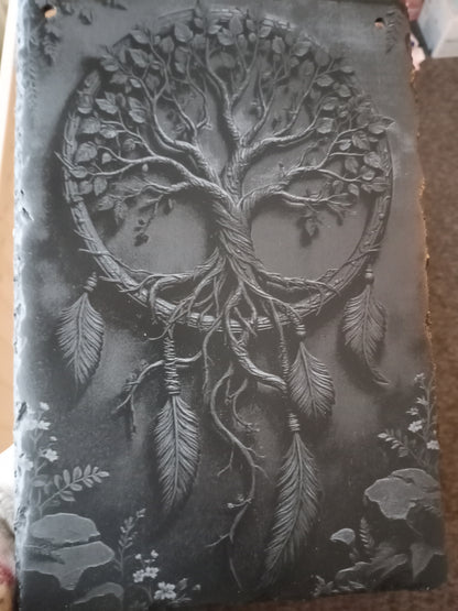 Tree of Life Engraved Slate Wall Hanging Art