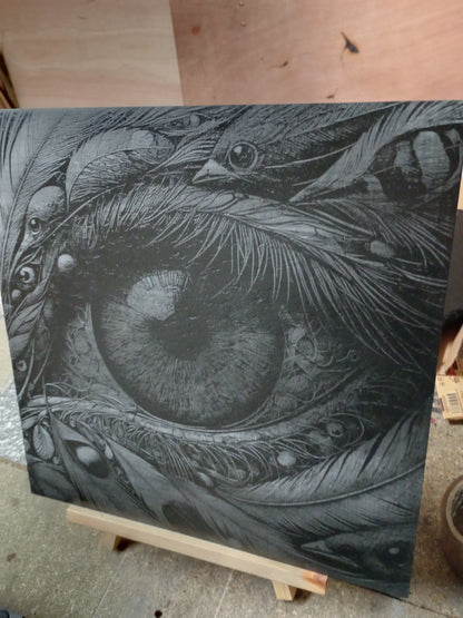 Large Unique Heavily Detailed Eye Engraved Slate