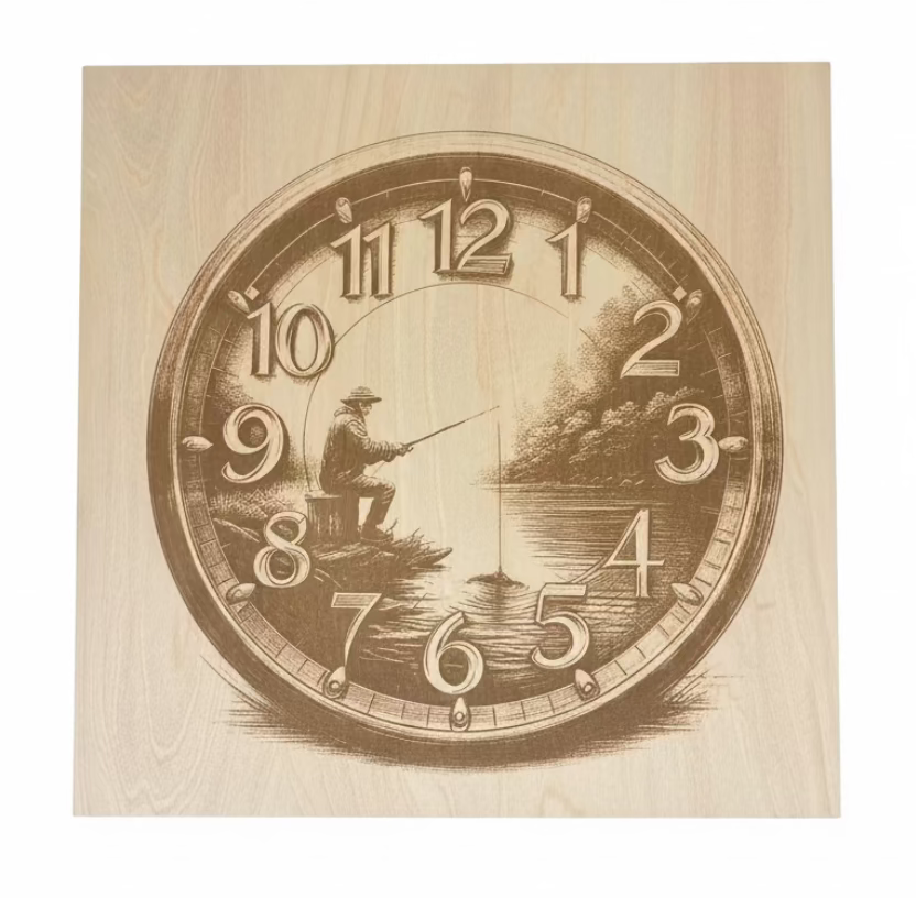 Fisherman's Clock - Engraved Wood
