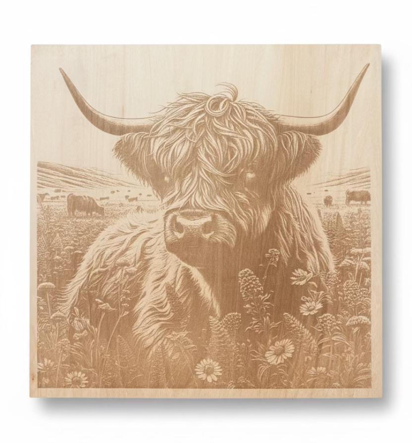 Highland Cow - Engraved Wood