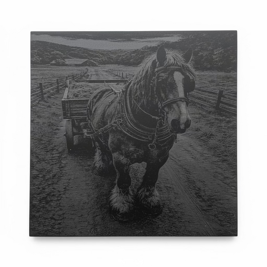 Horse and Cart - Slate Engraving