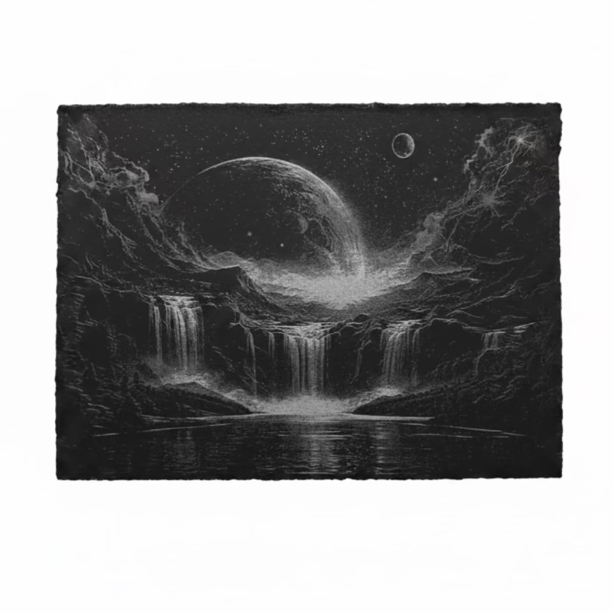 River Waterfall - Slate Engraving
